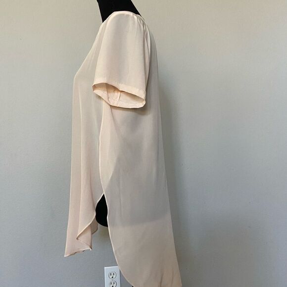 Acrobat Top Blouse 100% silk, short sleeve, cream, size S - Picture 4 of 10